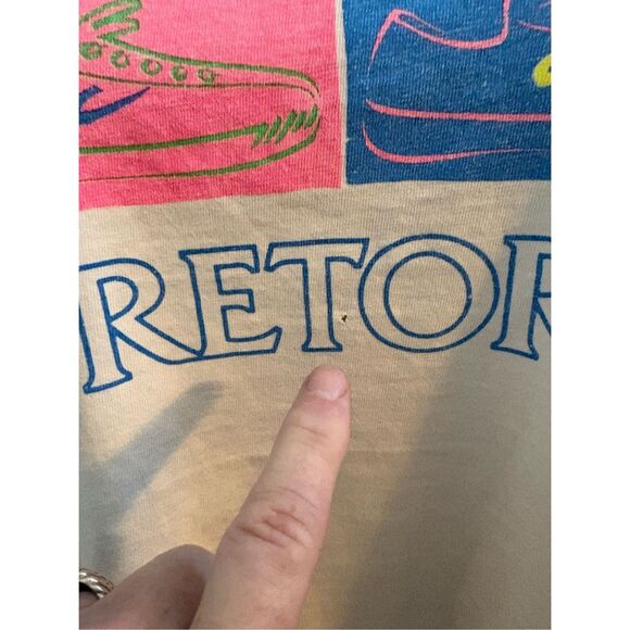 Oneita 80’s Single Stitch Tretorn White T-Shirt. Measures 22” pit to pit - Picture 6 of 10